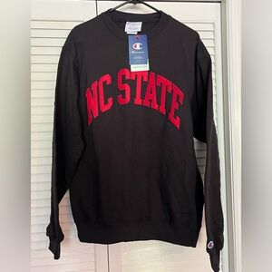 NWT Champion Black NC State Unisex Sweatshirt